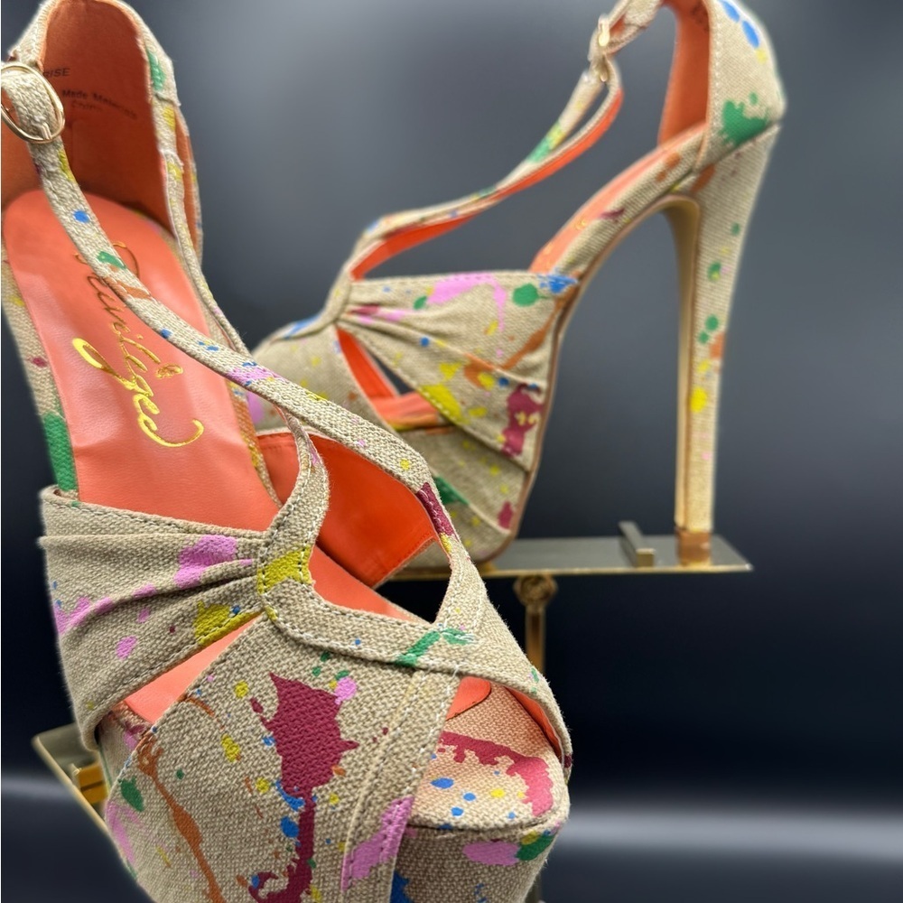 Privileged Multicolor Splatter Heels